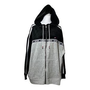 Tommy Hilfiger Womens Velour Grey Logo Full Zip Hoodie Sweatshirt NWT US 2X